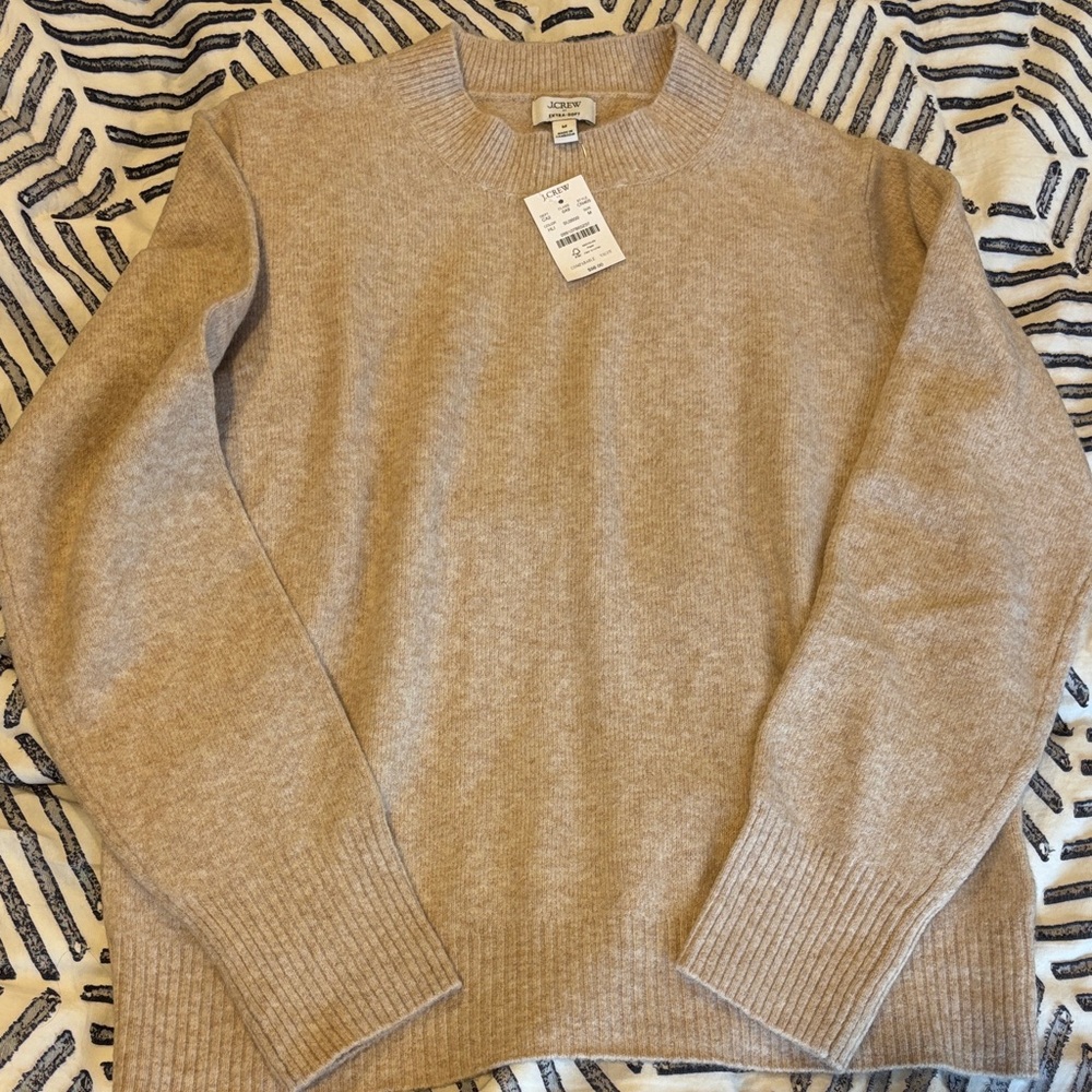J. Crew Factory Women's Beige Crewneck Wool Sweater